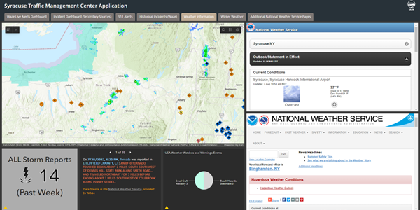 City of Syracuse Traffic Management Center Dashboard: Weather Information image