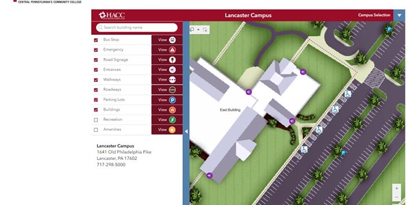 SmartCampus map on Harrisburg Area Community College website image